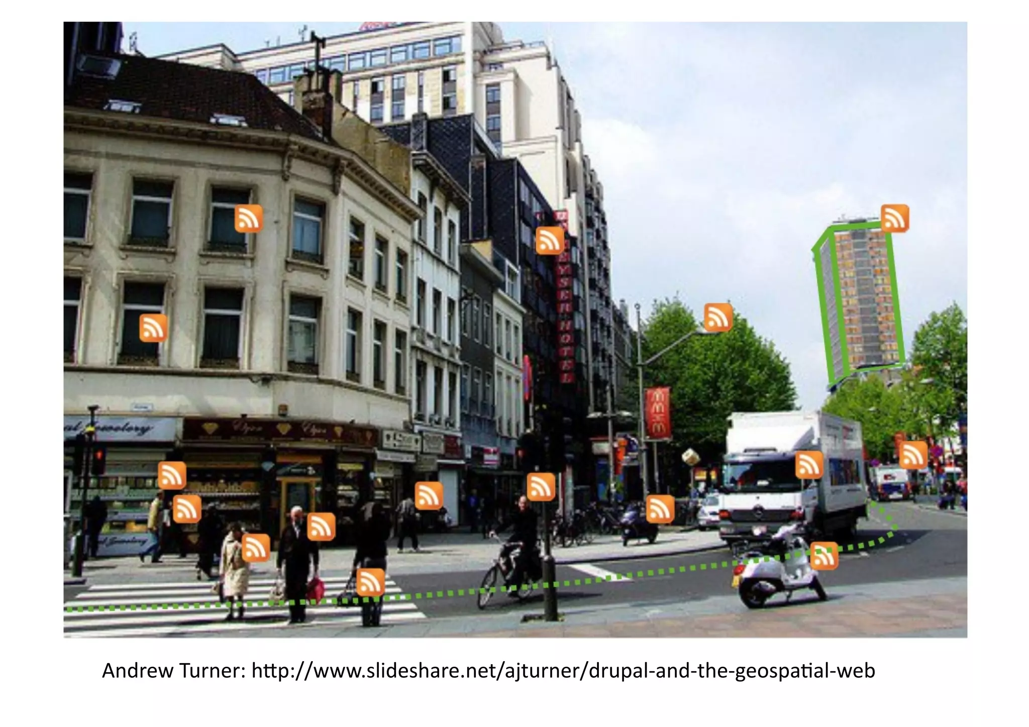 Andrew	
  Turner:	
  h)p://www.slideshare.net/ajturner/drupal-­‐and-­‐the-­‐geospaMal-­‐web	
  
 