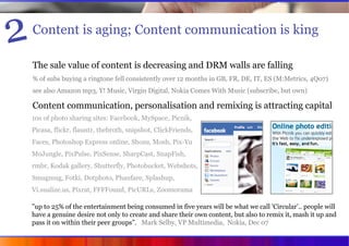 2   Content is aging; Content communication is king

    The sale value of content is decreasing and DRM walls are falling...