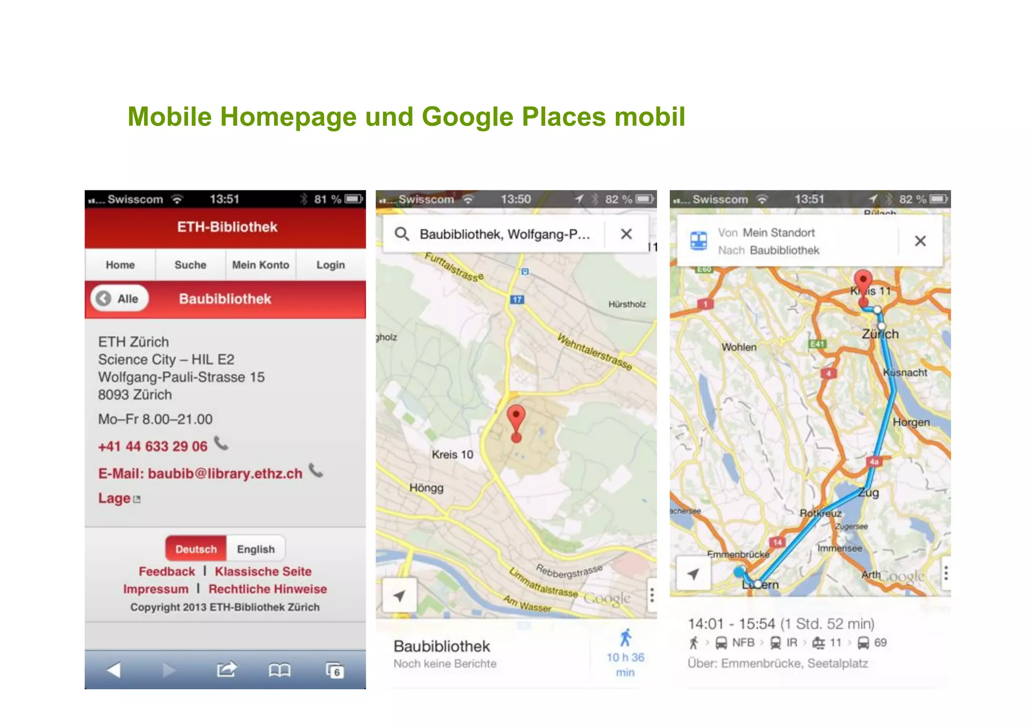 Mobile Homepage und Google Places mobil
 