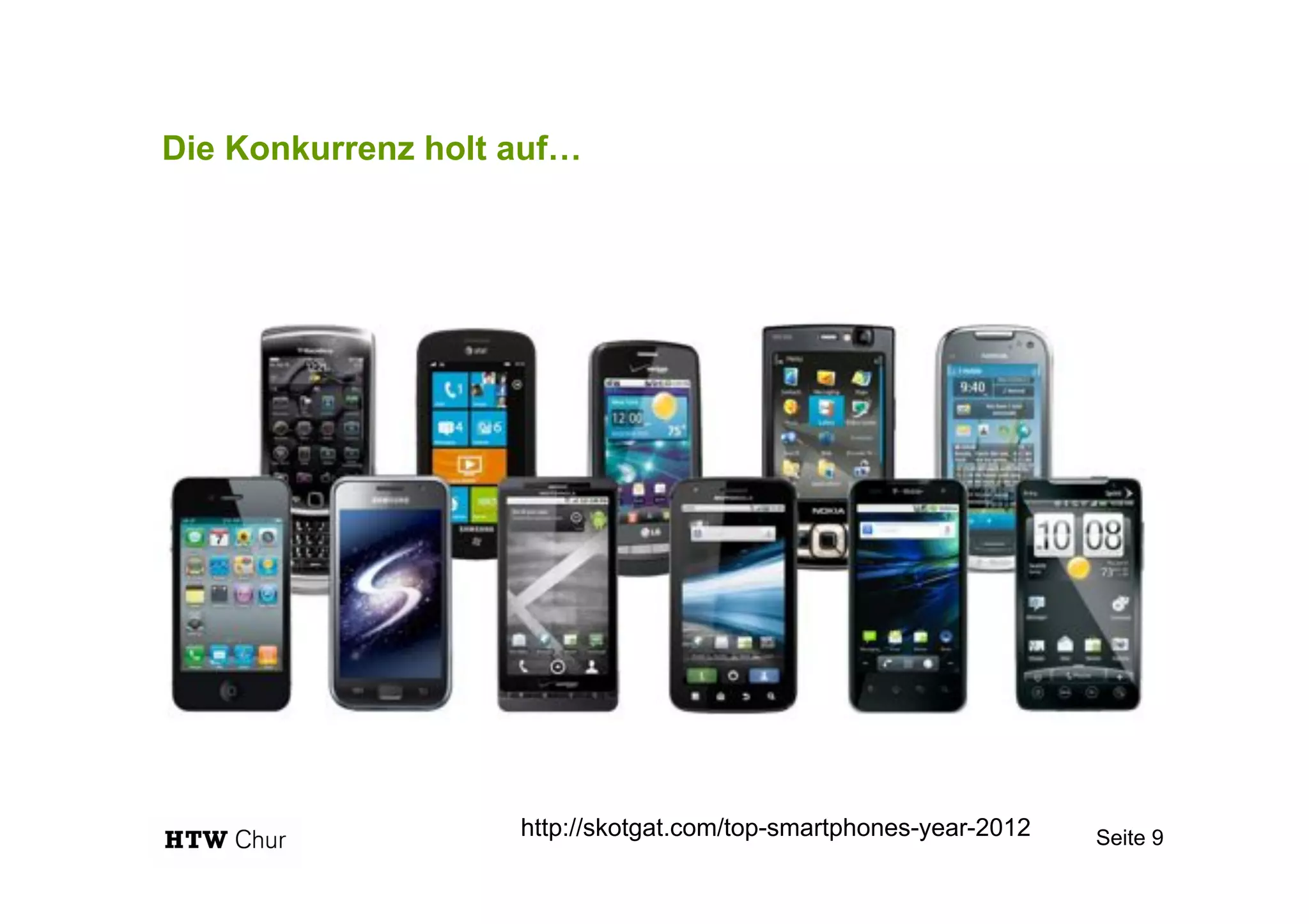 Die Konkurrenz holt auf…
Seite 9http://skotgat.com/top-smartphones-year-2012
 