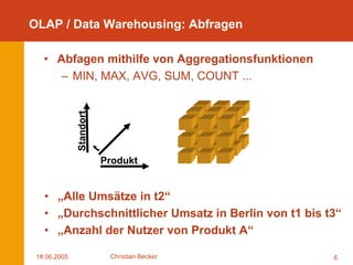 Mobile OLAP Optimierungen mittels Ad-hoc Netzwerken