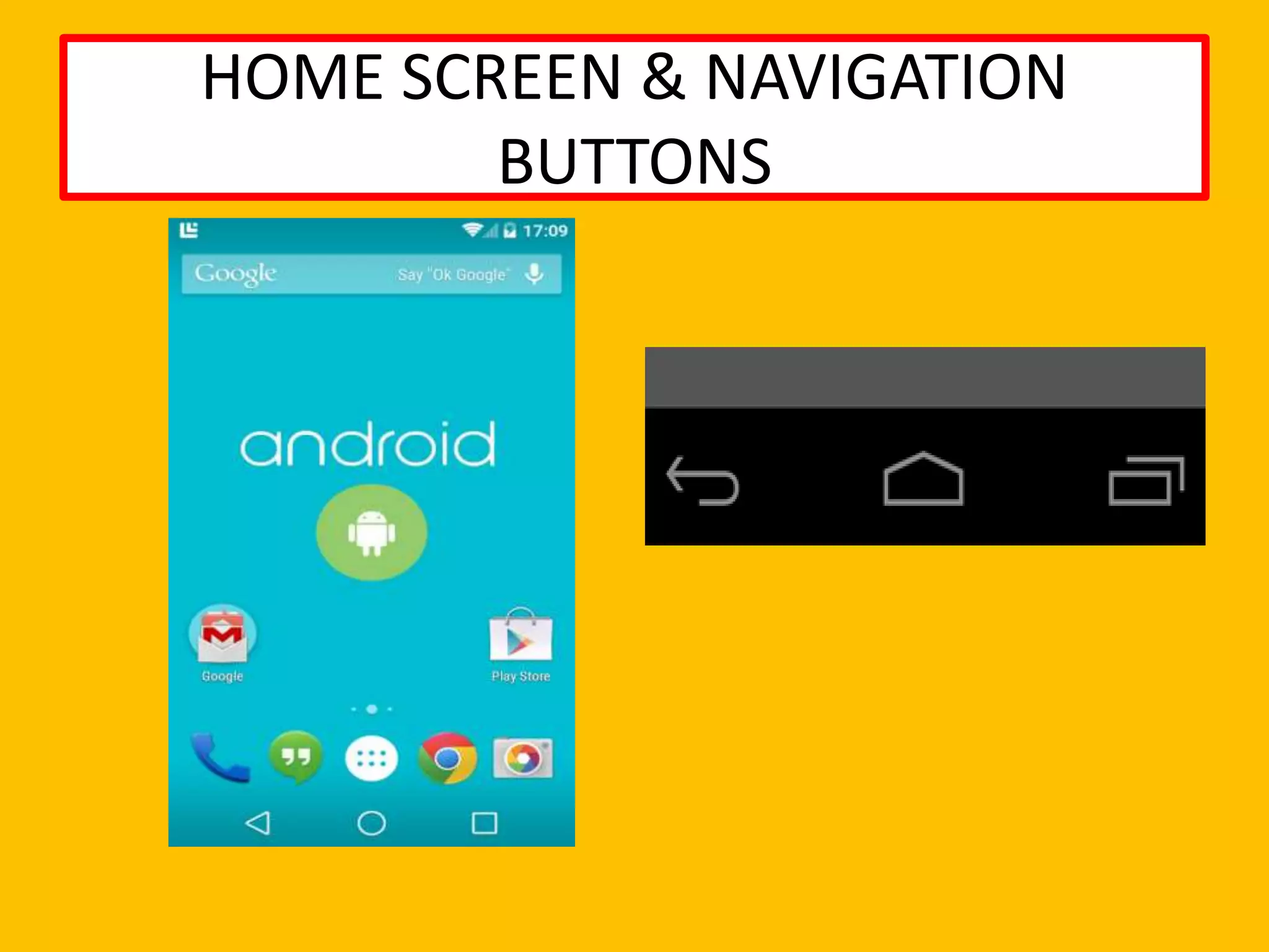 HOME SCREEN & NAVIGATION
BUTTONS
 