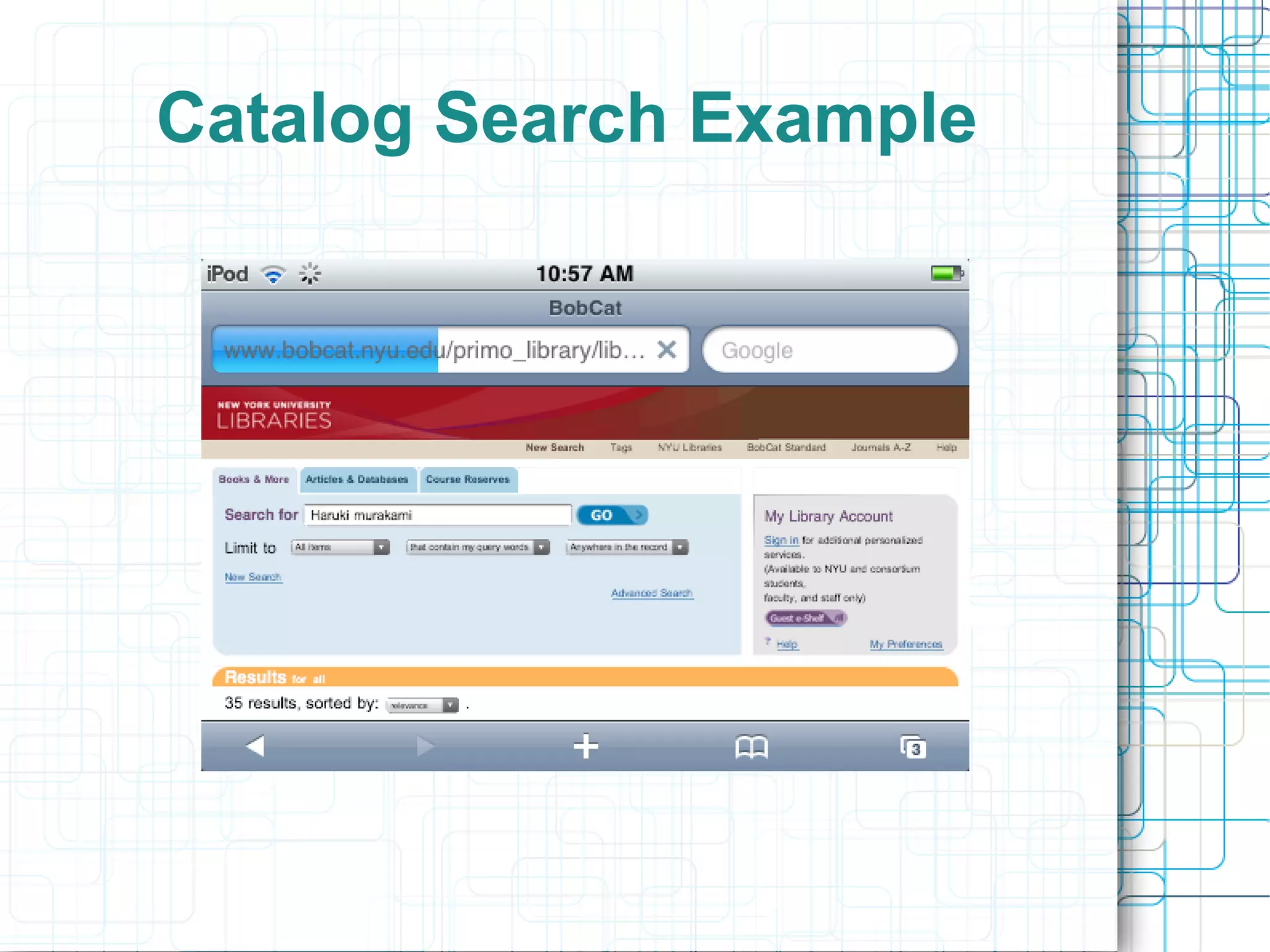 Catalog Search Example
 