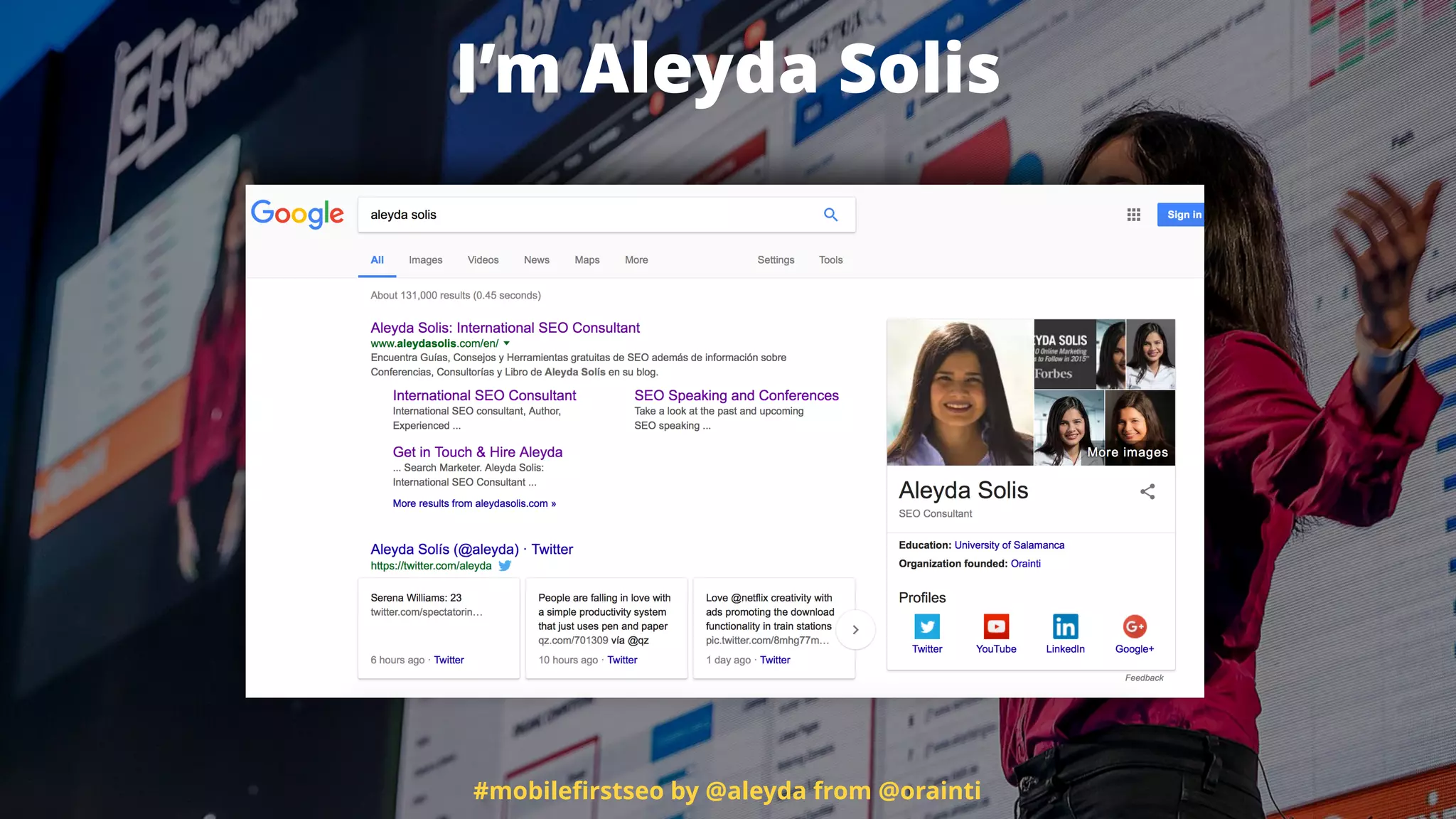 I’m Aleyda Solis
#mobileﬁrstseo by @aleyda from @orainti
 