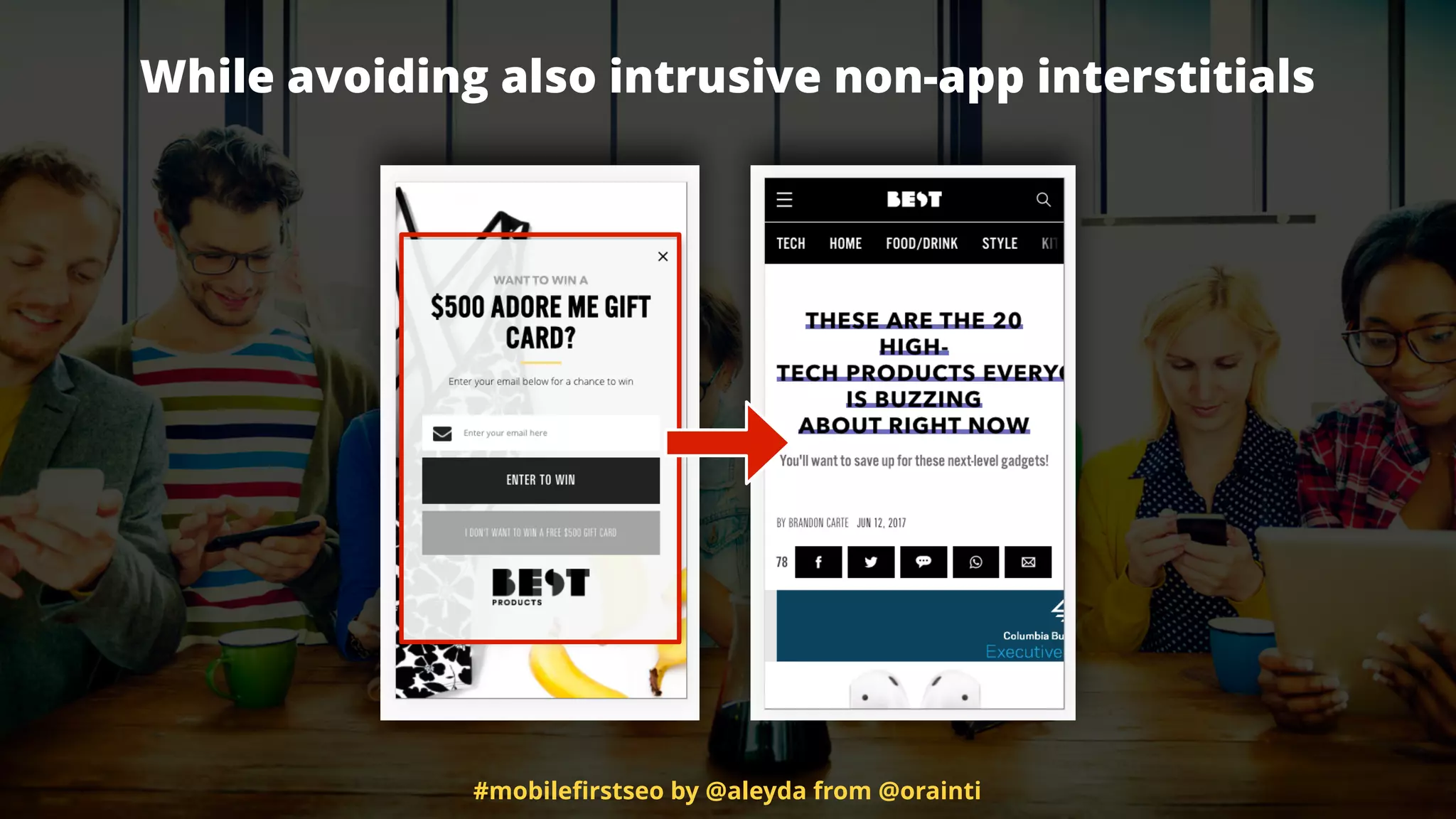 #mobileﬁrstseo by @aleyda from @orainti
While avoiding also intrusive non-app interstitials
 
