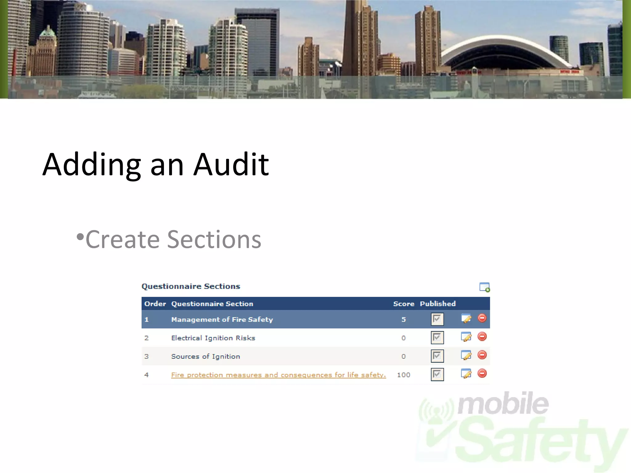 Adding an Audit Create Sections 
