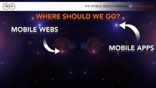 THE MOBILE SEARCH UNIVERSE BY ALEYDA SOLIS


     WHERE SHOULD WE GO?
MOBILE WEBS

                             MOBILE APPS
 