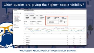 #MOBILESEO #BIGDIGITALADL BY @ALEYDA FROM @ORAINTI
Which queries are giving the highest mobile visibility?
 