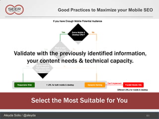 Good Practices to Maximize your Mobile SEO




       Validate with the previously identified information,
            your content needs & technical capacity.




                  Select the Most Suitable for You
Aleyda Solis / @aleyda                                           80
 