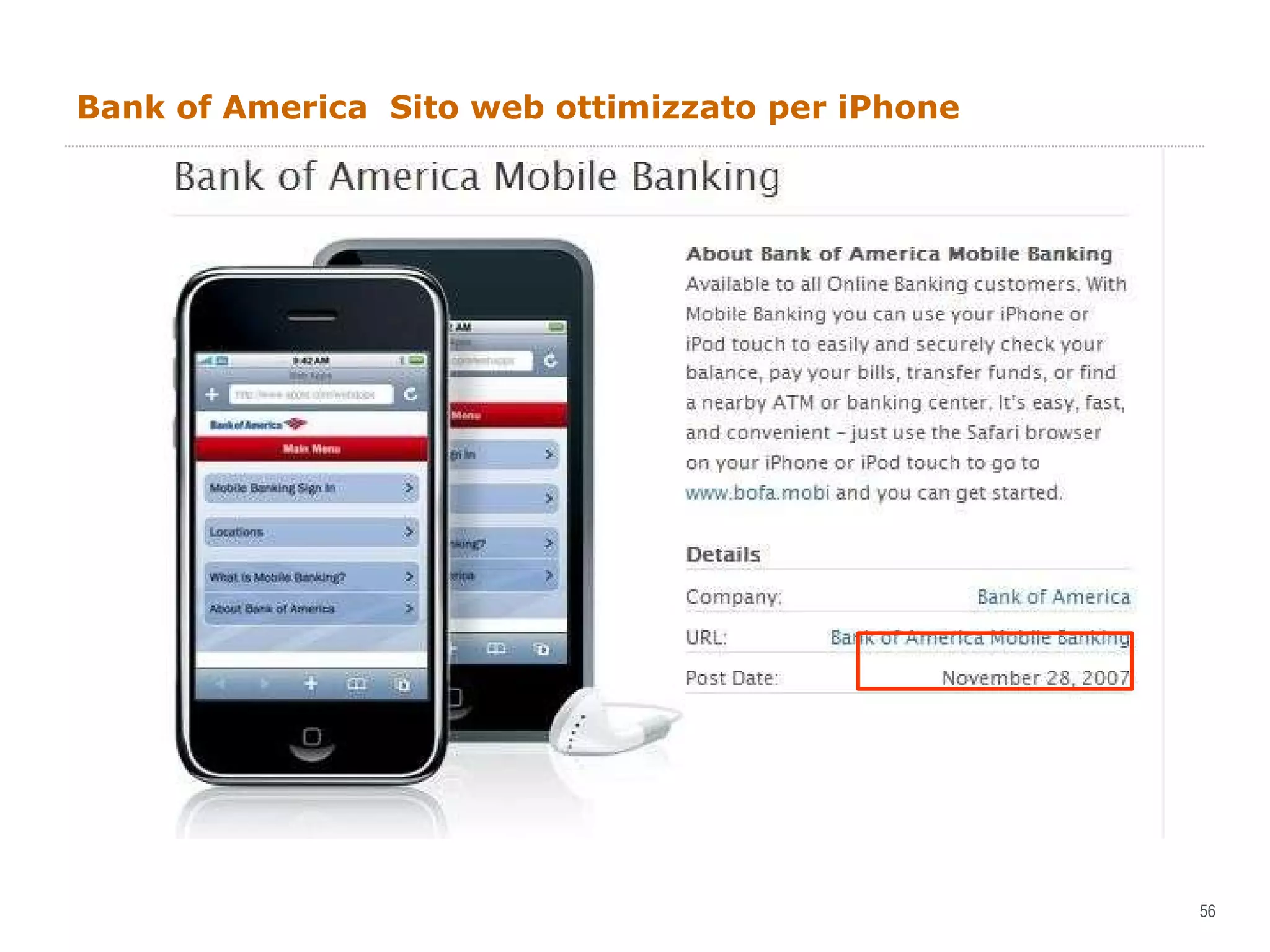 Bank of America  Sito web ottimizzato per iPhone 