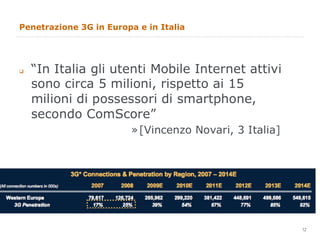 Penetrazione 3G in Europa e in Italia 