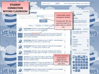 Thanks for bringing it up  @dncr4u3 , the quiz will stay available for one more day Create public chatter among your students. A Tweets with “@” plus username means it’s a public reply to a specific user. STUDENT CONNECTION BEYOND CLASSROOM Promote classroom community by suggesting your students also follow each other 