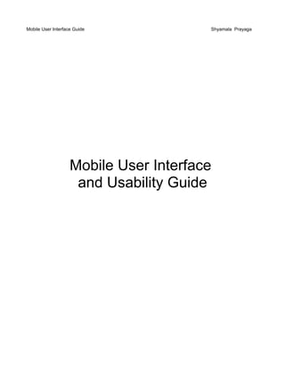 Mobile UI and Usability Guidelines V1