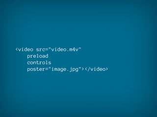 <video src="video.m4v"
    preload
    controls
    poster="image.jpg"></video>
 