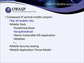 Mobile security, OWASP Mobile Top 10, OWASP Seraphimdroid