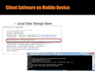  Local Data Storage flaws
 