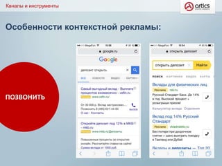Особенности контекстной рекламы:
Каналы и инструменты
ПОЗВОНИТЬ
 