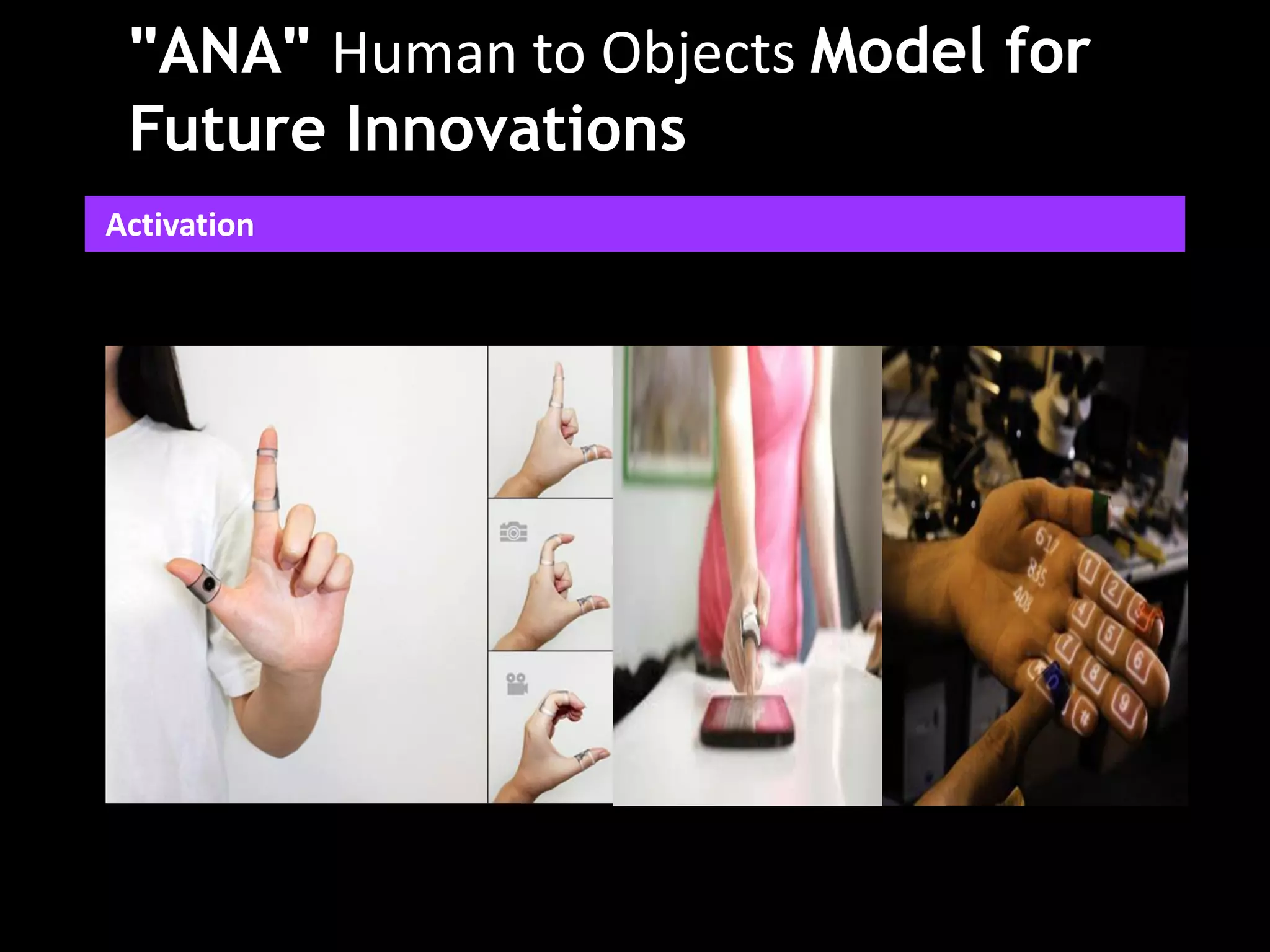 "ANA" Human Technologies Model for
          Future to Objects
 Future Innovations
Activation




        Actions
        &             Notifications   Alerts
        Preferences
 