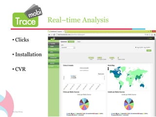 Real–time Analysis 
• Clicks 
• Installation 
• CVR 
10/23/2014 www.tracemobi.com 15 
 