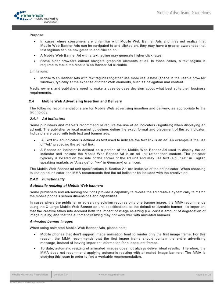 Mobile Advertising Guidelines