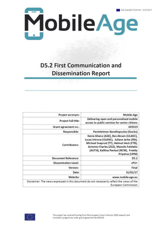 Mobile Age D5.2 First Communication and Dissemination Report