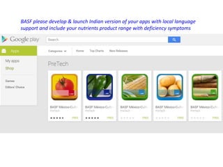 BASF please develop & launch Indian version of your apps with local language
support and include your nutrients product range with deficiency symptoms
 