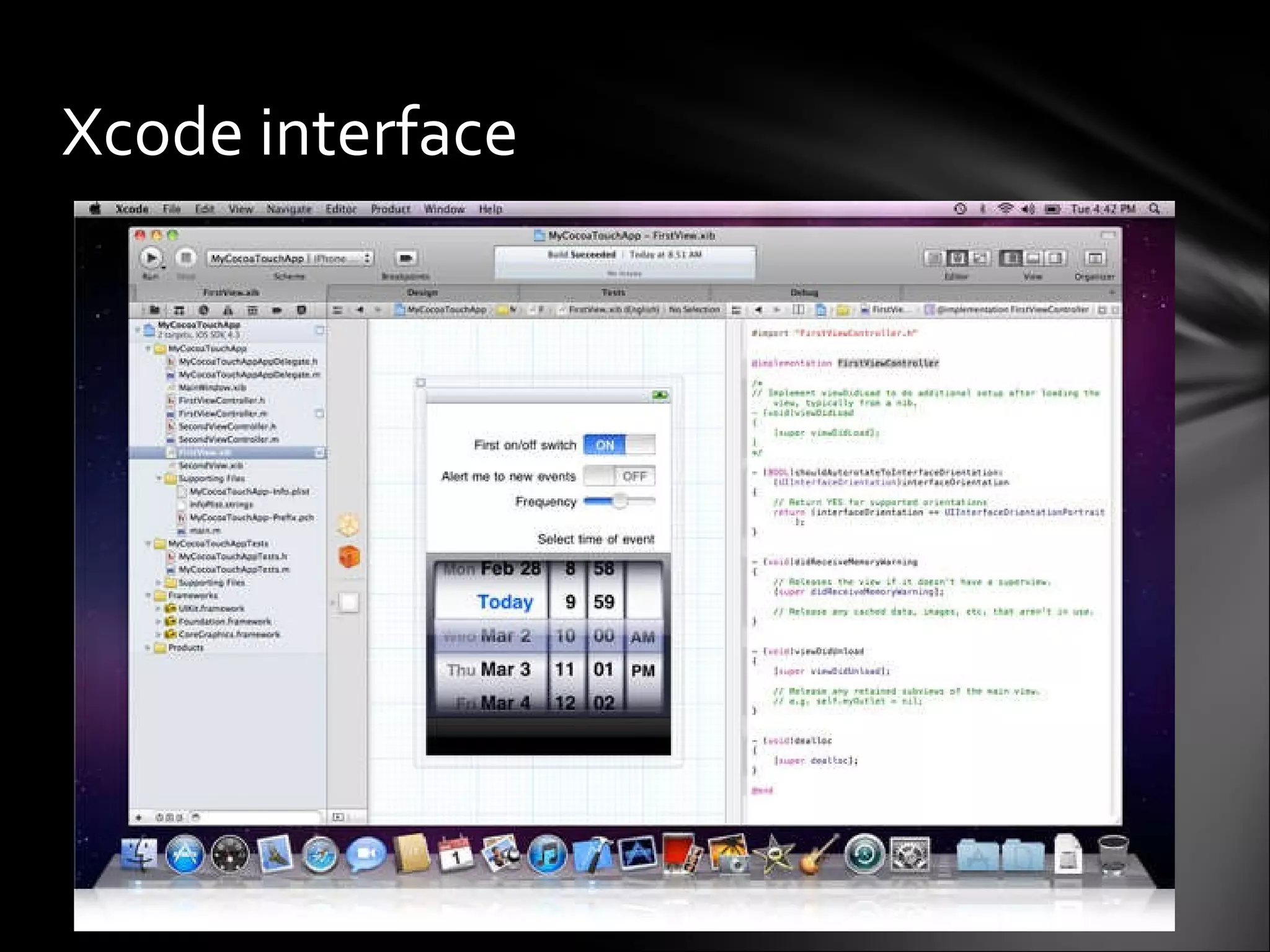 Xcode interface 