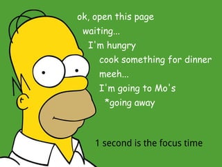 ok, open this page
 waiting...
  I'm hungry
     cook something for dinner
     meeh...
     I'm going to Mo's
      *going away



    1 second is the focus time
 