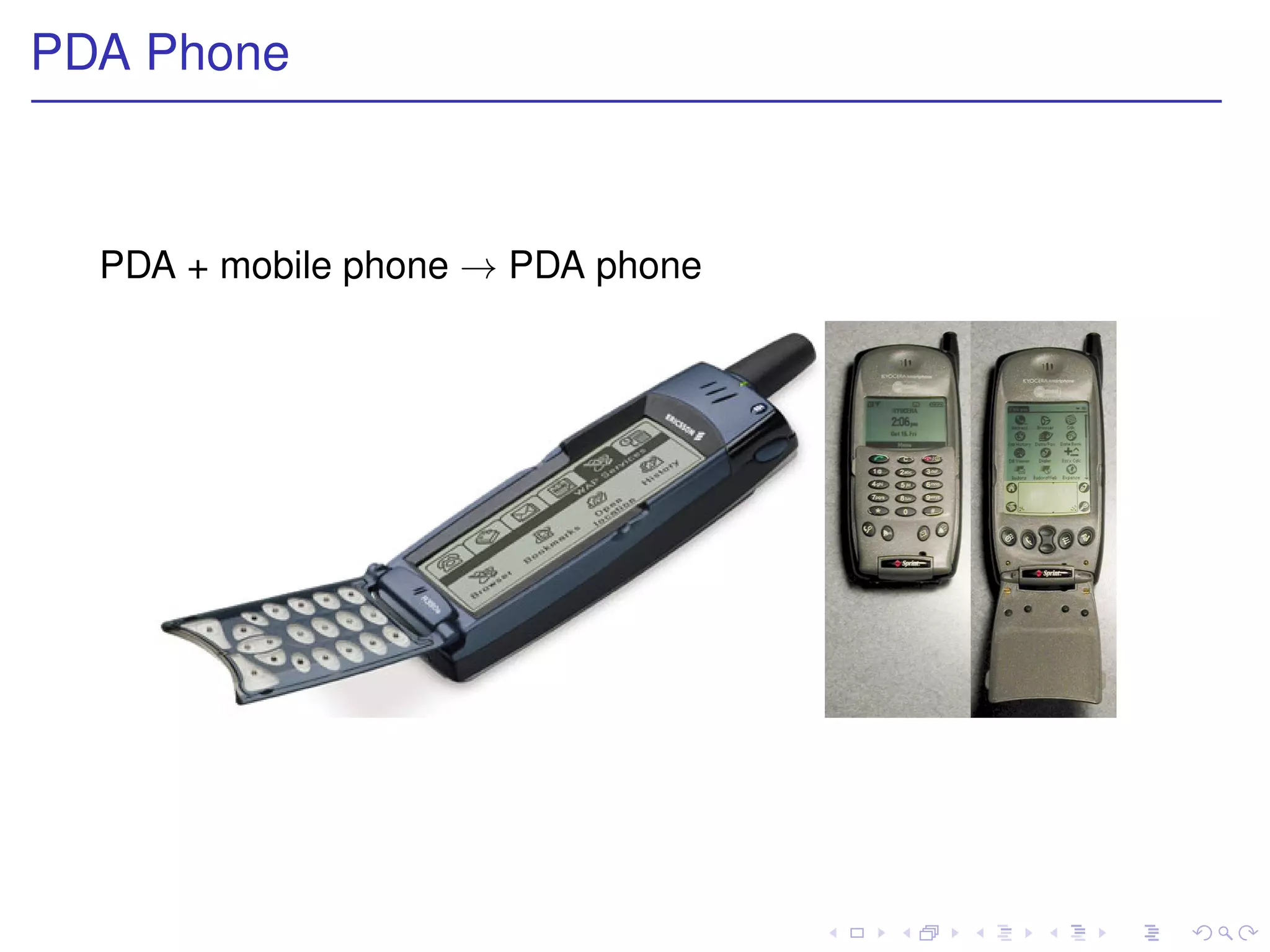 PDA Phone



  PDA + mobile phone → PDA phone
 