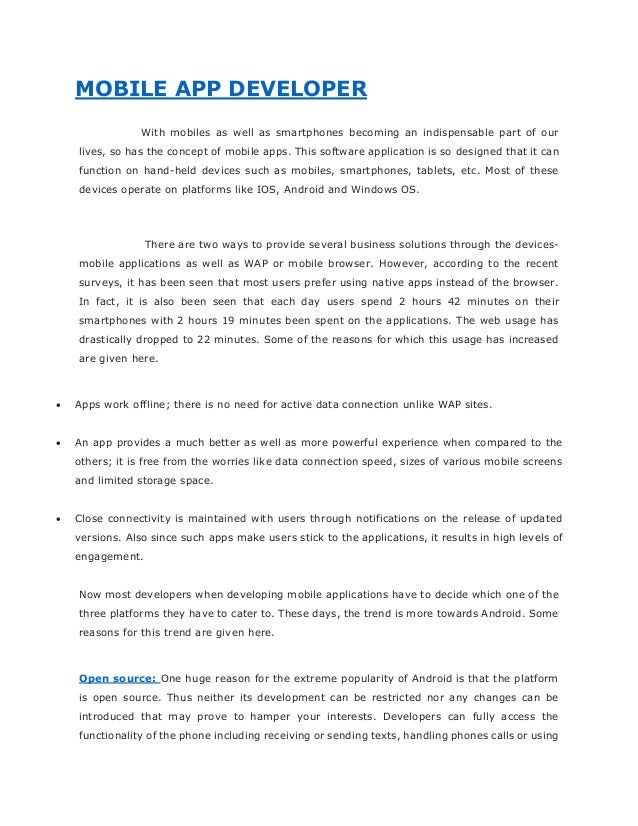 Mobile app developer