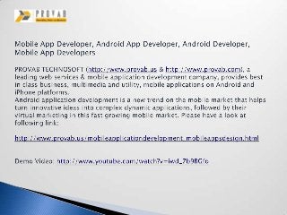 Mobile App Developer, Android App Developer, Android Developer, Mobile App Developers