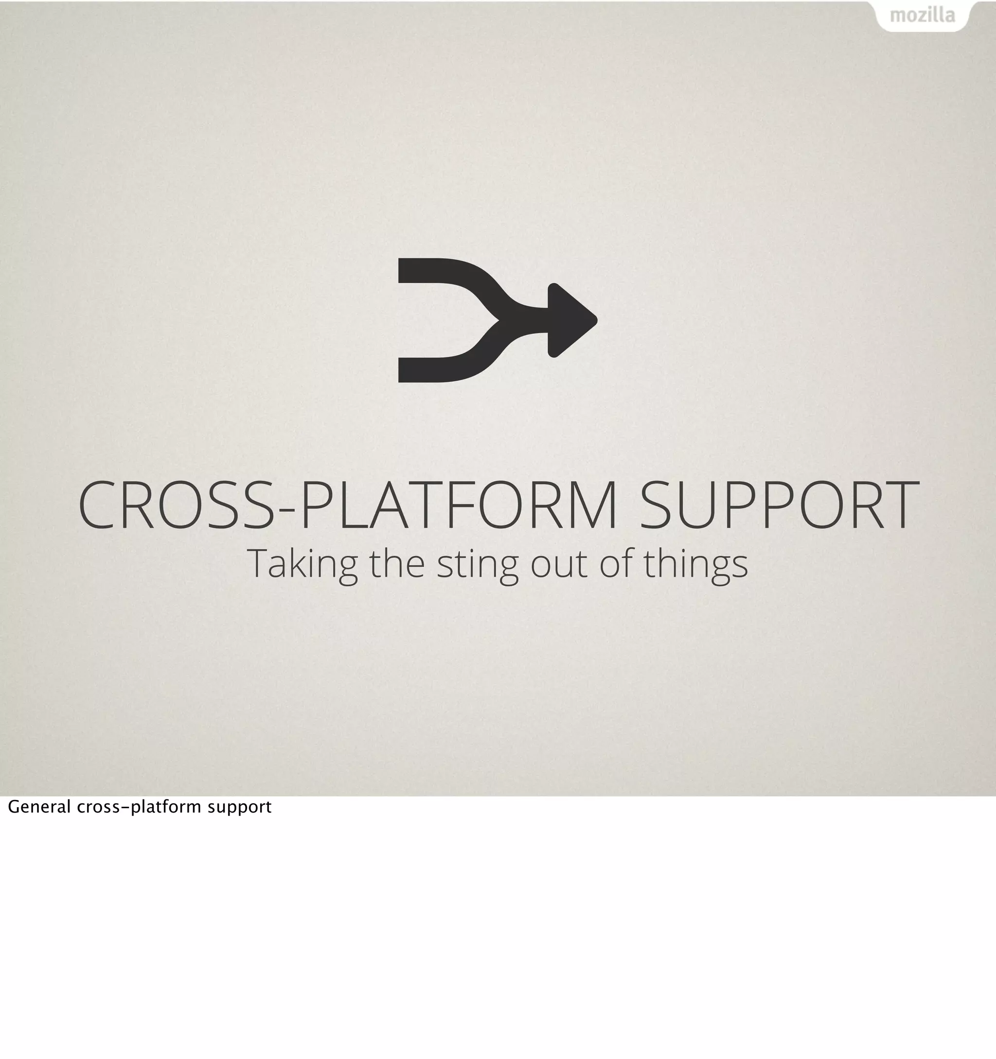 CROSS-PLATFORM SUPPORT
                           Taking the sting out of things




General cross-platform support
 