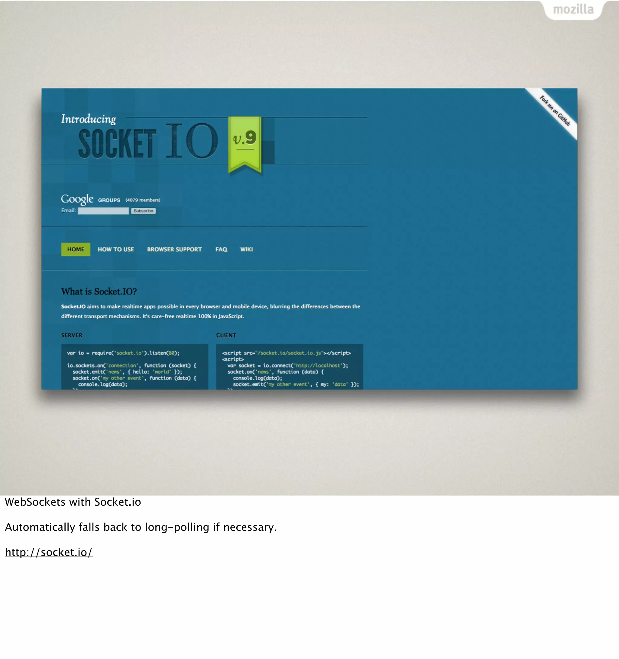 WebSockets with Socket.io

Automatically falls back to long-polling if necessary.

http://socket.io/
 