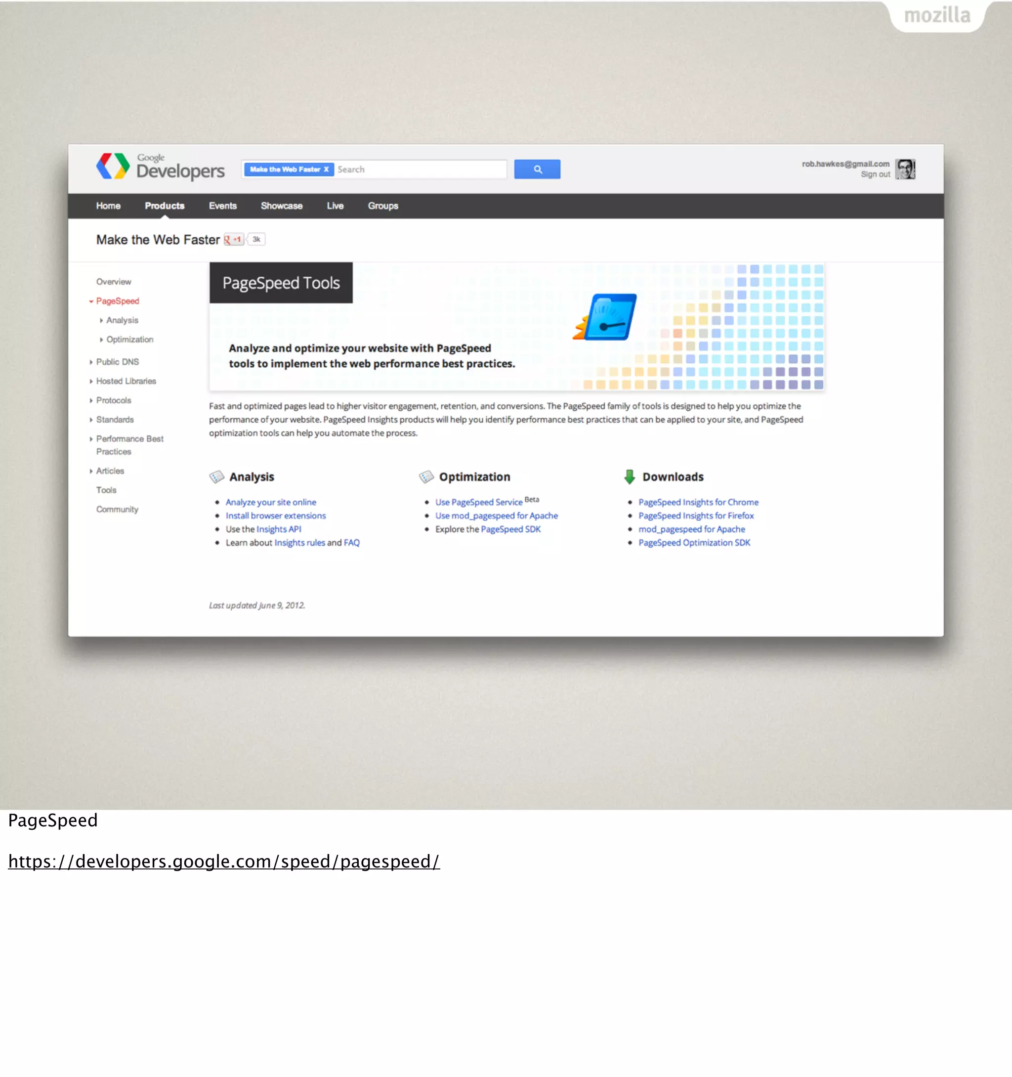 PageSpeed

https://developers.google.com/speed/pagespeed/
 