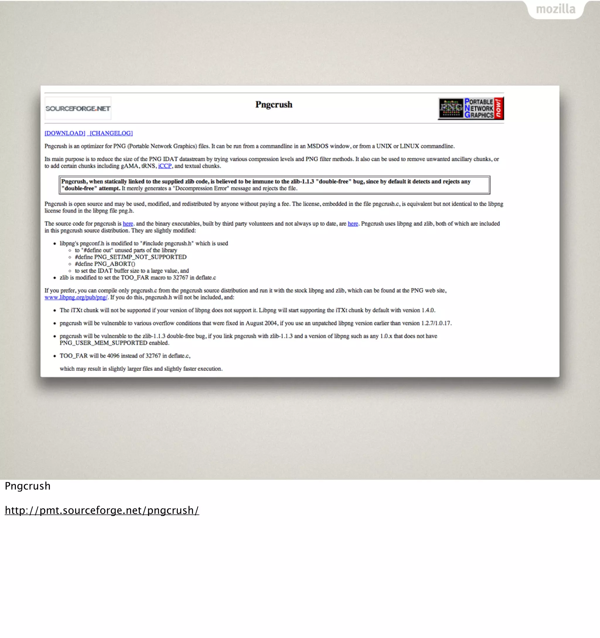 Pngcrush

http://pmt.sourceforge.net/pngcrush/
 
