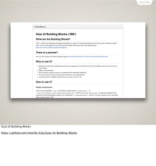 Gaia UI Building Blocks

https://github.com/mozilla-b2g/Gaia-UI-Building-Blocks
 