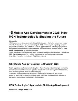 Mobile App Development 2026 | KGN Technologies | PDF