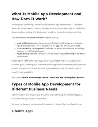 Mobile App Development Cost, App Features & Types in Kuwait 2026 | PDF