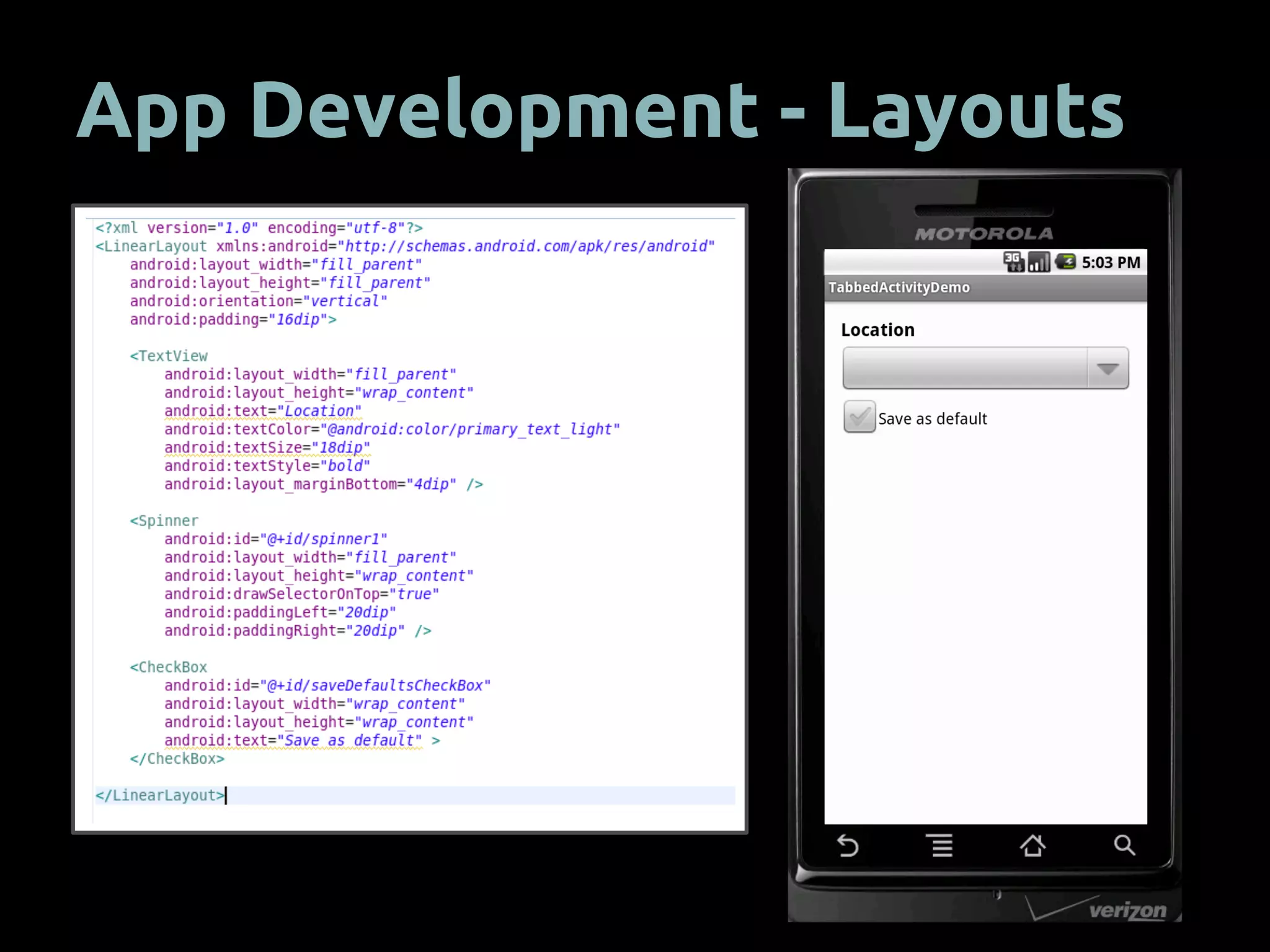 App Development - Layouts
 