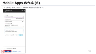 102
1. [作成] をクリックして Mobile Apps を作成します。
Mobile Apps の作成 (6)
1
 