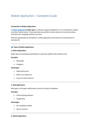 Comprehensive Guide to Mobile Applications: Types, Development, and ...