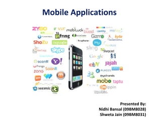 Presented By: Nidhi Bansal (09BM8028) Shweta Jain (09BM8031) Mobile Applications 