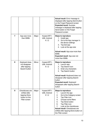 Mobile application testing report | PDF