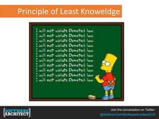 Join the conversation on Twitter:
@SoftArchConf #SoftwareArchitect2015
Principle of Least Knoweldge
 