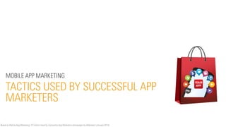MOBILE APP MARKETING

TACTICS USED BY SUCCESSFUL APP
MARKETERS
Based on Mobile App Marketing: 10 Tactics Used by Successful App Marketers whitepaper by eMarketer (January 2014)

 