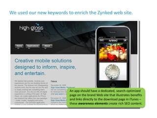 We used our new keywords to enrich the Zynked web site.




                          An app should have a dedicated, sear...
