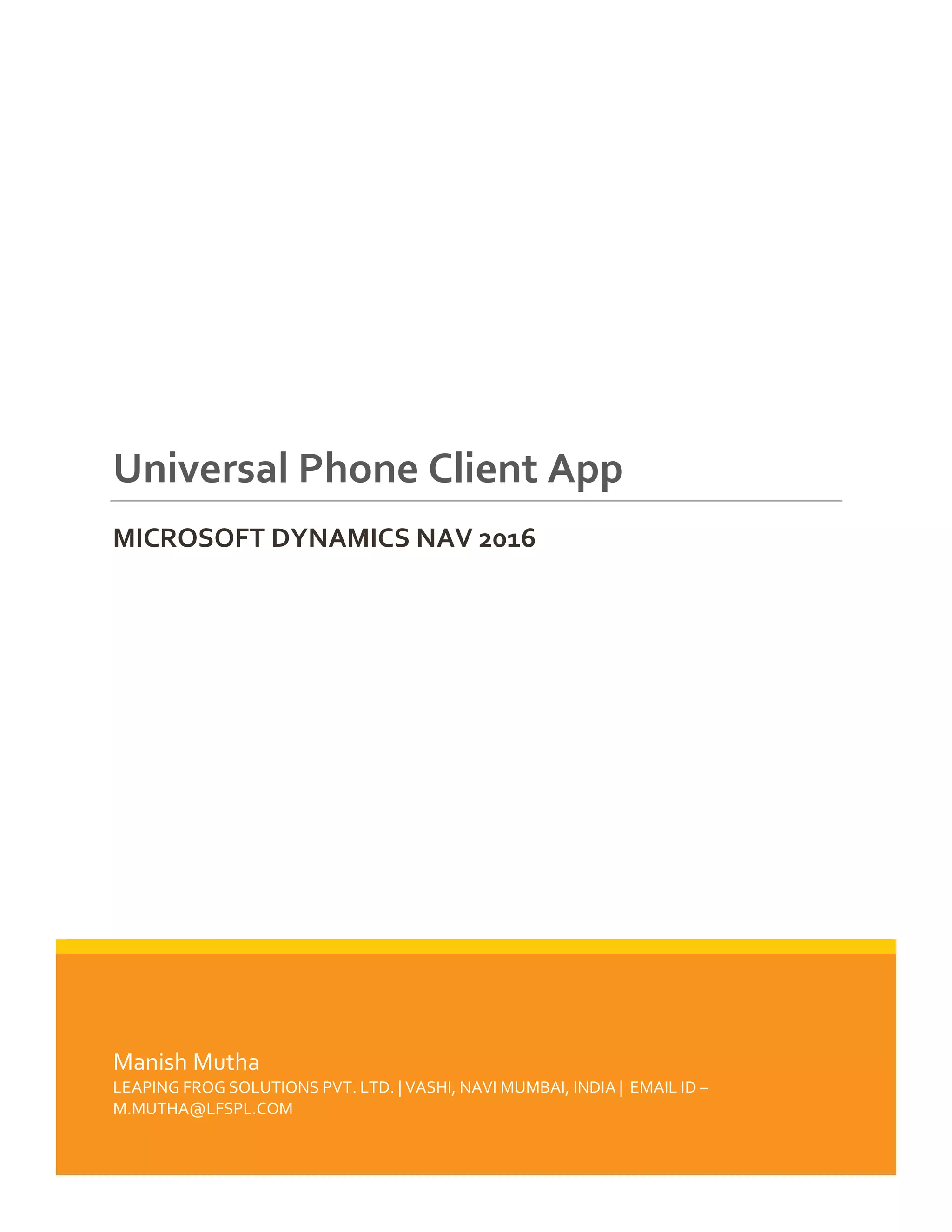 Microsoft Dynamics NAV Phone Client PDF