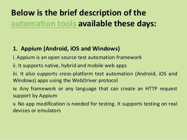 mobile app test tools