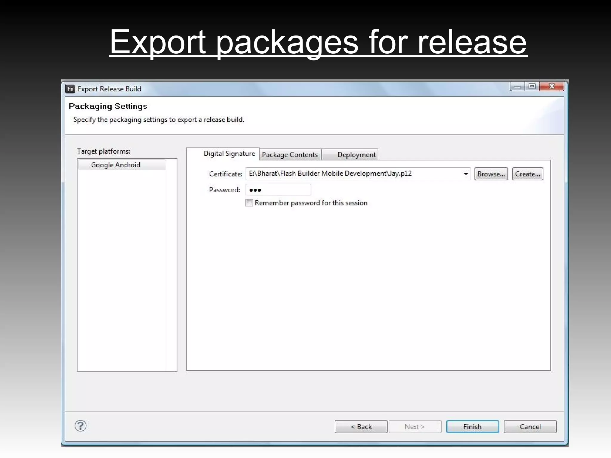 Export packages for release
 