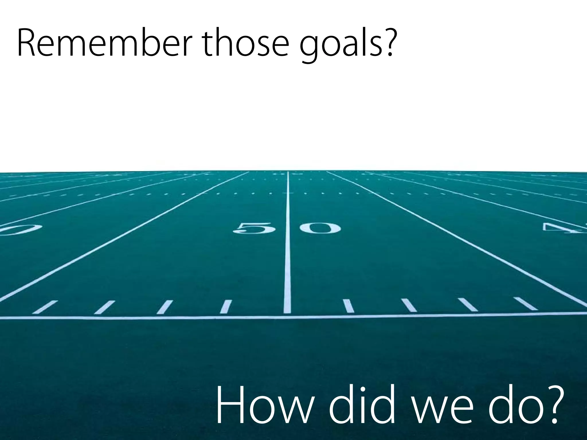Remember those goals?




          How did we do?
 